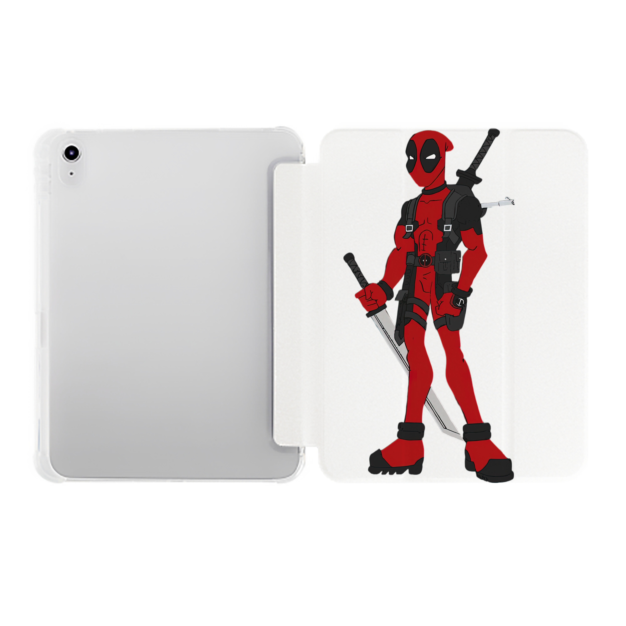 （画像用） Deadpool デッドプール IPad ケース ペン収納付き 三つ折りスタンド PUレザー×シリコン 対応機種9.5/10.5/10.9インチ
